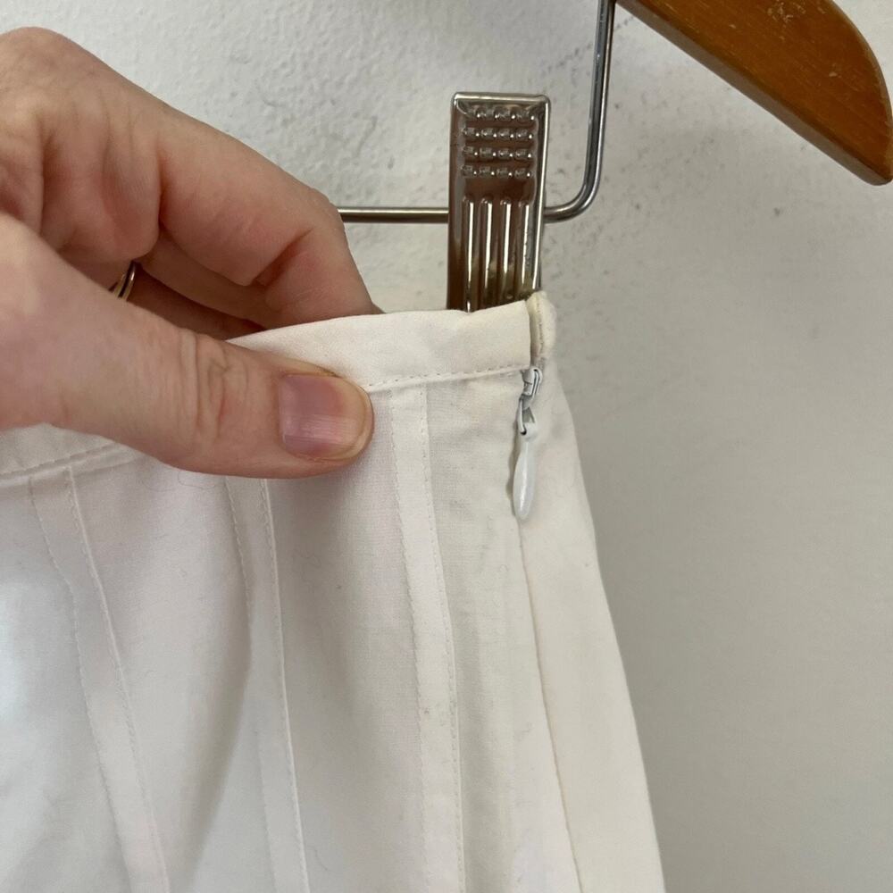 Ann Taylor Loft Women's Vtg Pleated Skirt Sz 0P White & Blue Embroidered Cotton - Picture 7 of 9